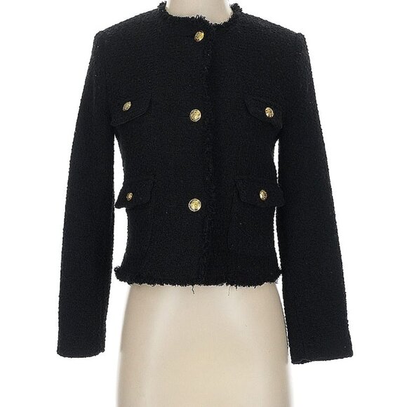 NWT Mango MNG Pocket tweed jacket in Black, Size XS, $149 - Picture 6 of 8